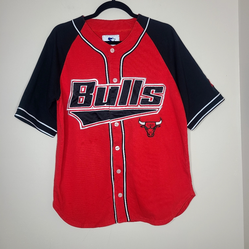 VTG 90’s Starter NBA Chicago Bulls Short Sleeve Baseball Style Jersey‎ Size M